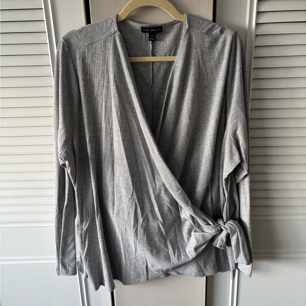 Lane Bryant Elegant Gray Tie Blouse